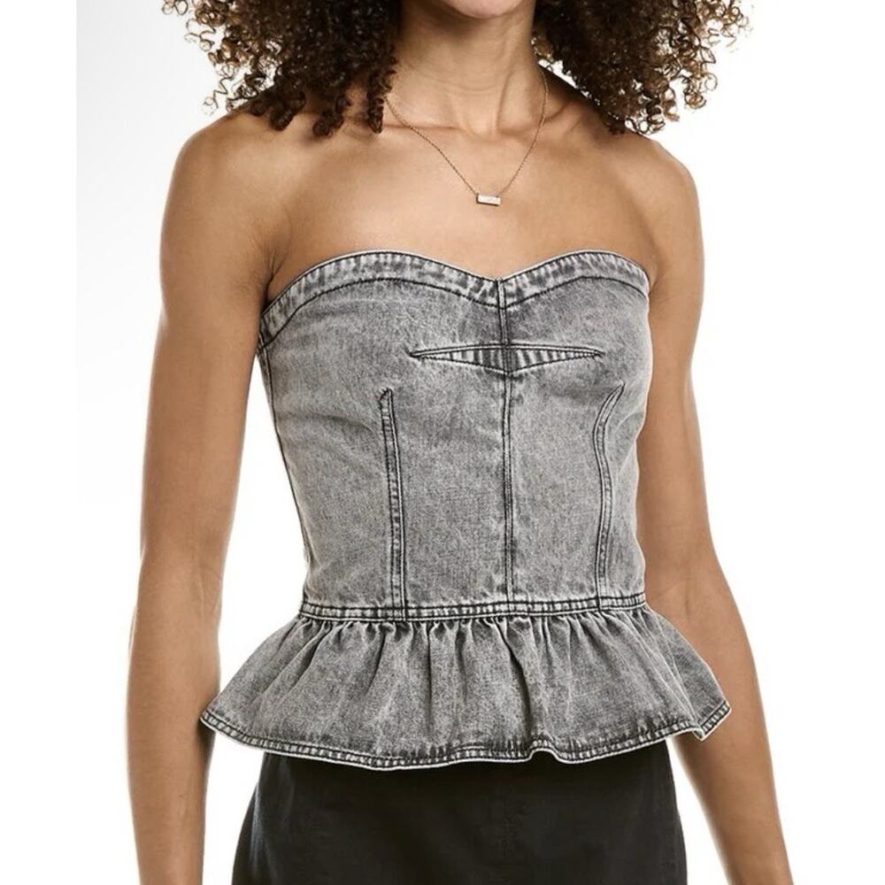 NWT Isabel Marant Étoile Solizinia Strapless Black Denim Top size 40/Large